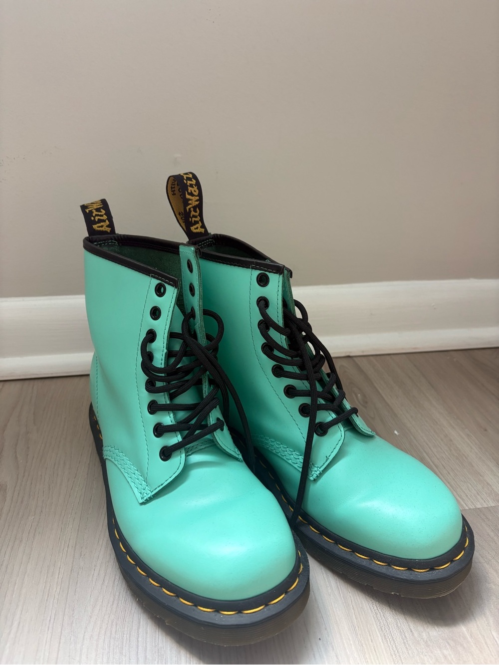 Never Worn Dr. Martens Women's Lace-Up Boots in Mint Green - Picture 2 of 5